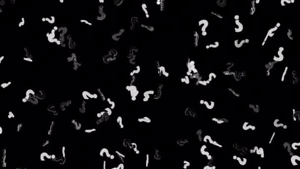 Falling Black White Question Mark Isolated Loop Alpha Background — Stock Video