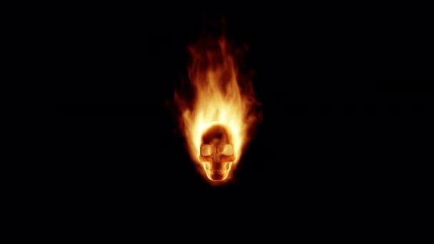Płonący Duch Ognia Pętle Czaszki Izolowane Tle Alfa — Wideo stockowe