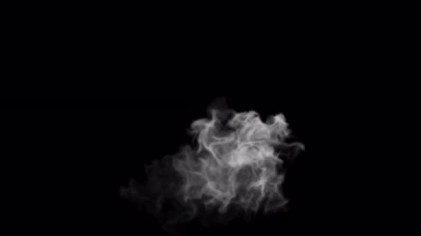 Aerial White Smoke Blowing Overlay Isolated Alpha Background — Stock Video