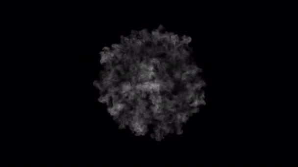 Воздушный Белый Дым Ударная Волна Дуновение Накладывается Изолированы Альфа Фоне — стоковое видео