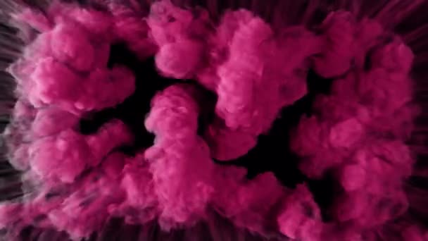Magie Růžový Kouř Shockwave Foukání Přechod Odhalit Překrytí Izolované Alfa — Stock video