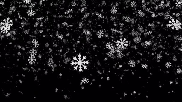 4Kのアルファ背景に降る雪のフレーク — ストック動画