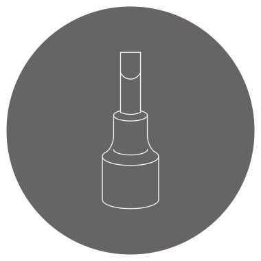 Düz başlı tornavida soketi çizimi.