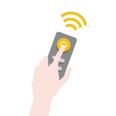 Siyah uzaktan kontrol işlemi, el illüstrasyonu.