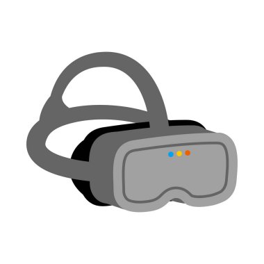 Siyah VR gözlükleri ve oyunların bir çizimi..