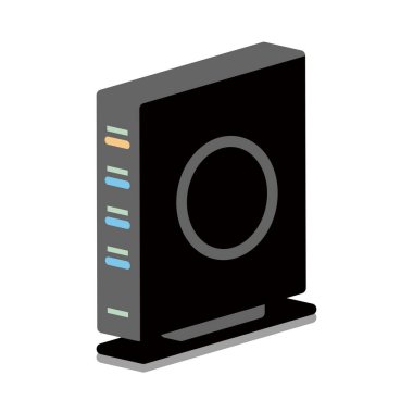 Siyah bir modem ve modem çizimi..