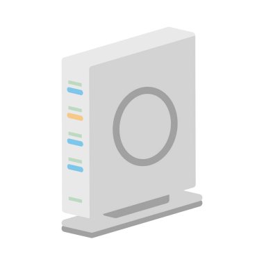 Beyaz yönlendirici ve modem çizimi.