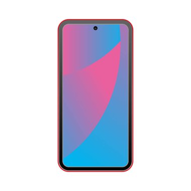 Ekran koruyucusundaki kırmızı bir akıllı telefonun çizimi..