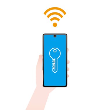 IOT, operation, hand, key, lock illüstrasyon.