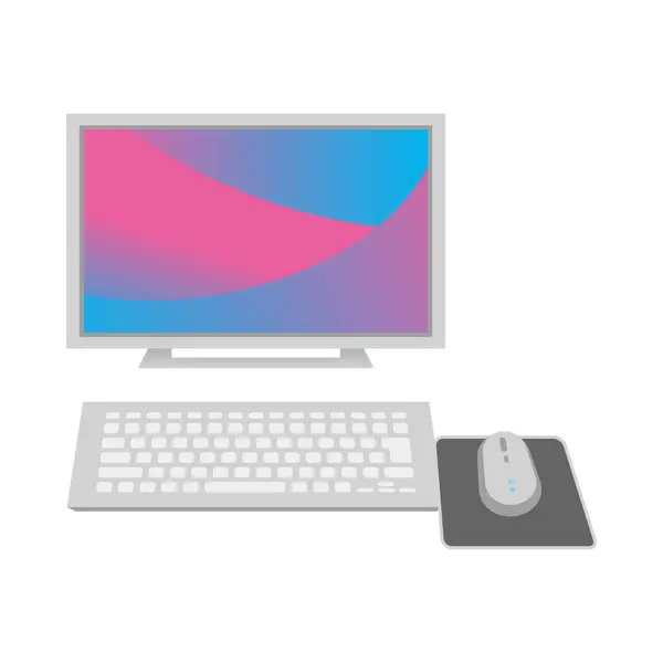 Ekran koruyucusundaki beyaz bir masaüstü bilgisayarının çizimi.