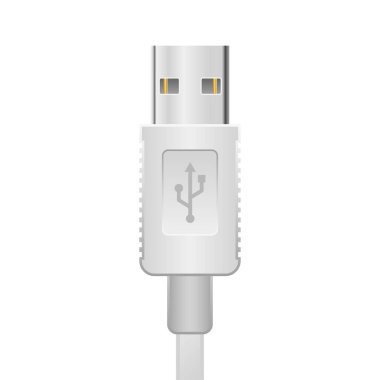 Beyaz USB Tipi-A 2.0 _ Erkek İllüstrasyonu.