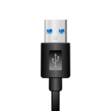 Siyah USB Tipi-A 3.0 _ 3.1 _ O erkek illüstrasyonu.