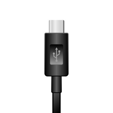 Siyah bir USB tipi C _ erkek resmedilmiş..