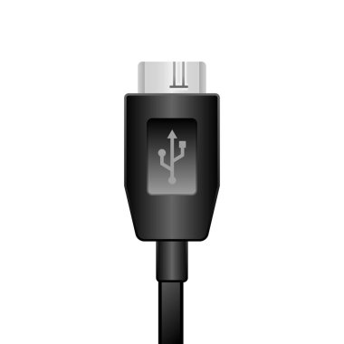 Siyah Micro USB Tipi-B 3.0 _ Erkek illüstrasyonu.