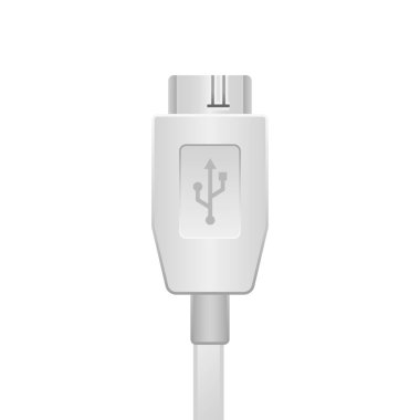 Beyaz Micro USB Tipi-B 3.0 _ Erkek illüstrasyonu.