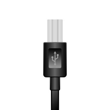Siyah USB tip-B 3.0 _ 3.1 _ O erkek illüstrasyonu.