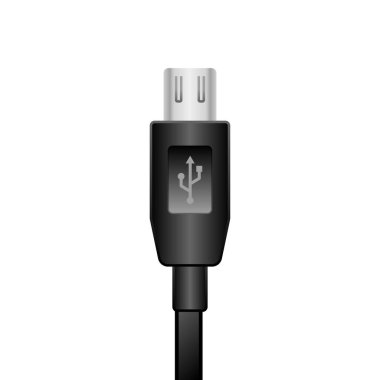 Siyah Micro USB Tipi-B 2.0 _ Erkek illüstrasyonu.