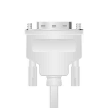 Beyaz analog RGB kablosu (VGA kablosu) _ Ön tarafın bir çizimidir.