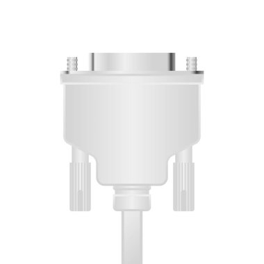 Beyaz analog RGB kablosu (VGA kablosu) _ Arkasında görüntü.