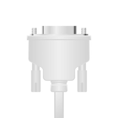 Beyaz RS-232C adaptör 9pin 'in bir çizimi..