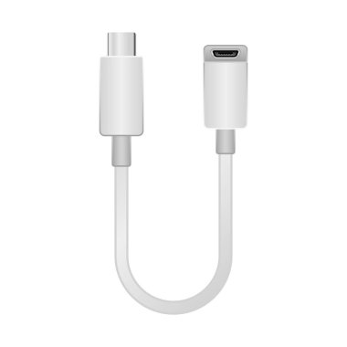 Bu beyaz dönüştürme kablosu _ USB Tip-C 'den Micro USB Tip-B 2.0 kadınının bir illüstrasyonudur..