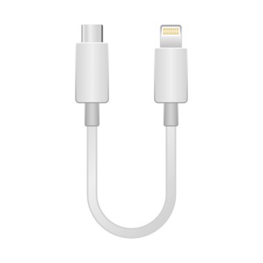 Beyaz dönüşüm kablosu _ usb Tip-C 'den Şimşek' in bir çizimi..