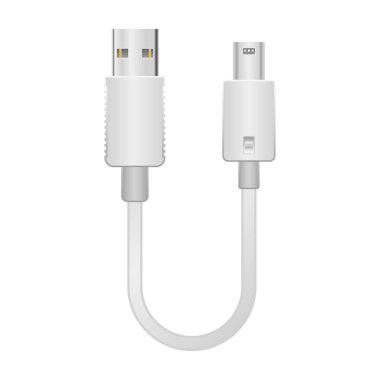 Bu, Mini USB Tipi-B 'nin beyaz dönüştürme kablosu _ USB Tip-A 2.0' dan bir illüstrasyonudur..