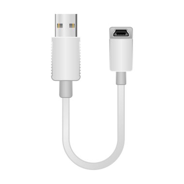 Bu, Mini USB Tip-B 'nin beyaz dönüştürme kablosu _ USB Tip-A 2.0' daki bir resmidir..