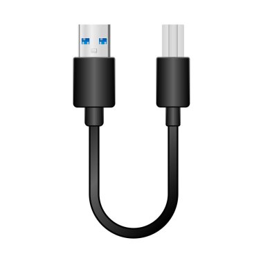 Siyah dönüştürme kablosu _ USB Tip-A 3.0 'dan USB Tip-B 3.0' a bir örnektir..
