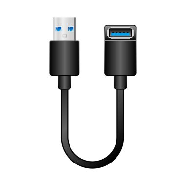 Siyah dönüştürme kablosu _ USB Tip-A 3.0 USB Tip-A 3.0 Kadın illüstrasyonuna.