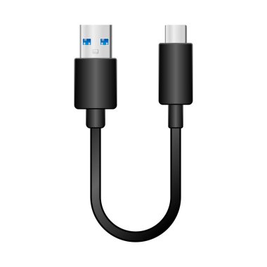 Siyah dönüştürme kablosu _ USB Tip-A 3.0 'dan USB Tip-C' ye bir örnektir..