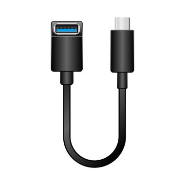 Siyah dönüştürme kablosu _ USB Tip-A 3.0 Femalee 'den bir USB Tip-C' dir..