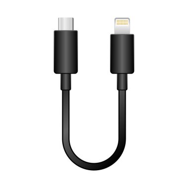 Siyah dönüştürme kablosu _ usb Tipi-C to Lightning illüstrasyon.