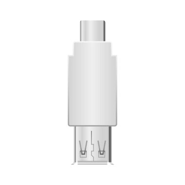 Beyaz dönüşüm adaptörü _ usb Type-C 'den USB Type-A dişisine yapılan bir örnektir..