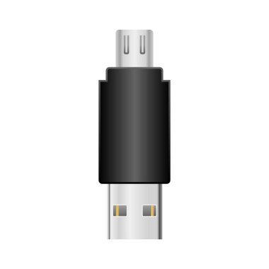 Siyah dönüştürme adaptörü _ Micro USB Tipi-B 2.0 'dan USB Tipi-A kadınının bir gösterimidir..