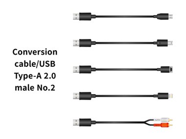 Dönüştürme kablosu / USB Tip-A 2.0 2 numaralı erkek illüstrasyon seti.