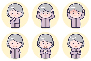 Bu bir poz seti, yaşlı bir kadın..