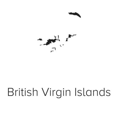 British Virgin Adaları Harita Vektör İllüstrasyonu - Siluet, Taslak, Britanya Virjin Adaları Seyahat ve Turizm Haritası