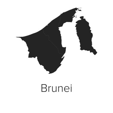 Brunei Harita Vektör Resimleri - Siluet, Taslak, Brunei Seyahat ve Turizm Haritası