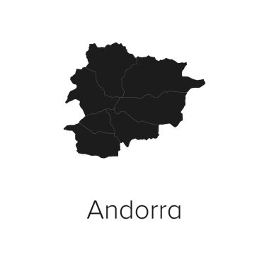 Andorra Harita Vektör Resimleri - Siluet, Taslak, Andorra Seyahat ve Turizm Haritası
