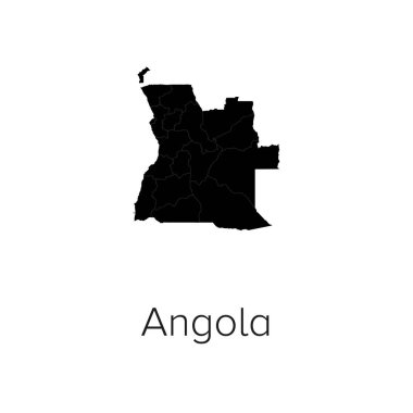 Angola Harita Vektör Resimleri - Siluet, Taslak, Angola Seyahat ve Turizm Haritası