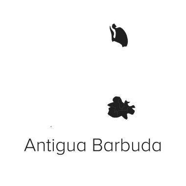 Antigua Barbuda Harita Vektör İllüstrasyonu - Siluet, Taslak, Antigua Barbuda Seyahat ve Turizm Haritası