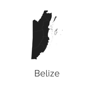 Belize Harita Vektör Resimleri - Siluet, Taslak, Belize Seyahat ve Turizm Haritası