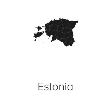 Estonya Harita Vektör İllüstrasyonu - Siluet, Taslak, Estonya Seyahat ve Turizm Haritası