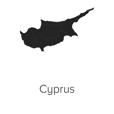 Kıbrıs Rum Kesimi Harita Vektör İlülasyonu - Siluet, Taslak, Kıbrıs Seyahat ve Turizm Haritası