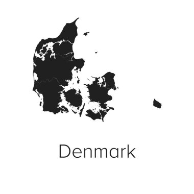 Danimarka Harita Vektör Resimleri - Siluet, Taslak, Danimarka Seyahat ve Turizm Haritası