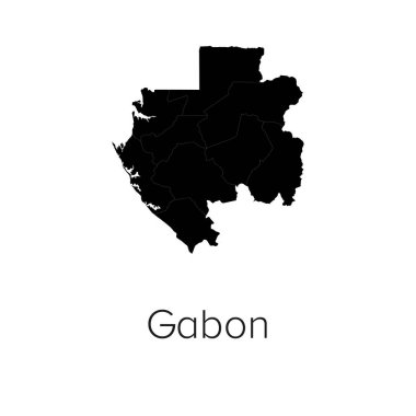 Gabon Harita Vektör Resimleri - Siluet, Taslak, Gabon Seyahat ve Turizm Haritası