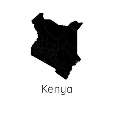 Kenya Harita Vektör Resimleri - Siluet, Taslak, Kenya Seyahat ve Turizm Haritası