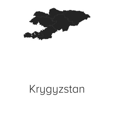 Kırgızistan Harita Vektör Resimleri - Siluet, Taslak, Kırgızistan Seyahat ve Turizm Haritası