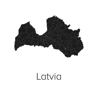 Letonya Harita Vektör Resimleri - Siluet, Taslak, Letonya Seyahat ve Turizm Haritası